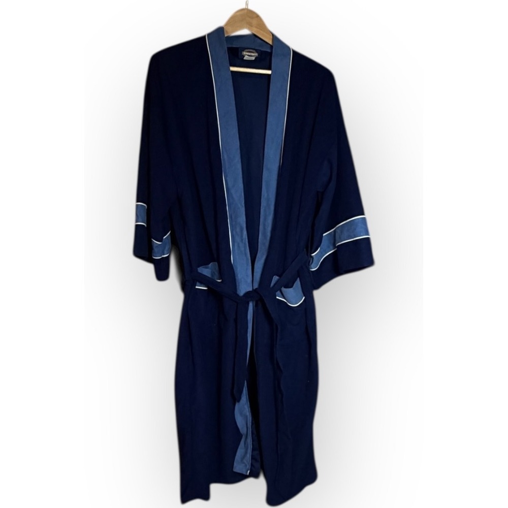 Vtg Towncraft Mens 80's Blue Robe Arnel Triacetate XL Loungewear Wrap Belt Dude